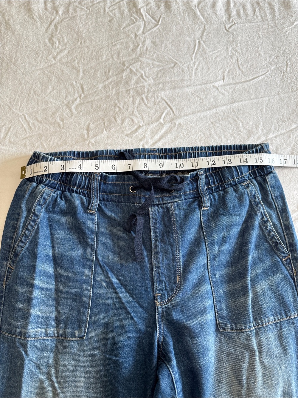 American Eagle Outfitters High Rise Washed Blue Denim Jogger Jeans Size 6 - Picture 5 of 7
